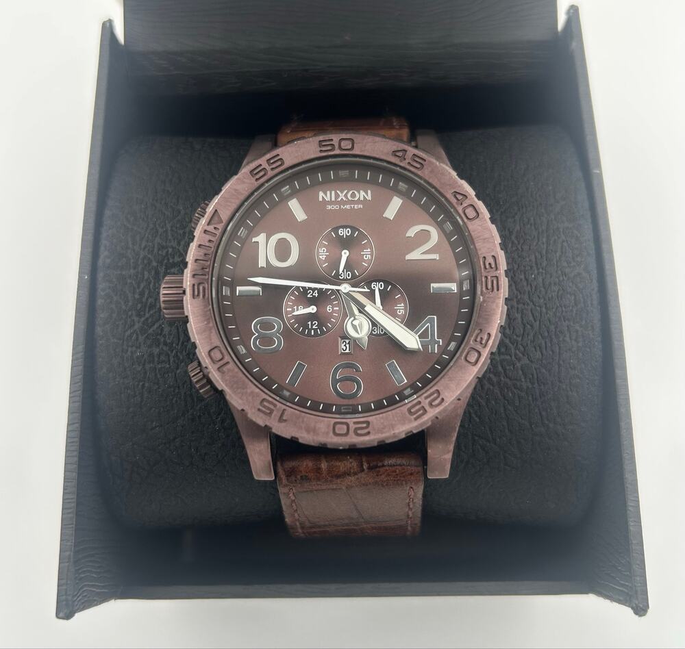 Nixon 51-30 51mm Chocolate Dark Mens Chronograph Leather Watch Simplify 300M
